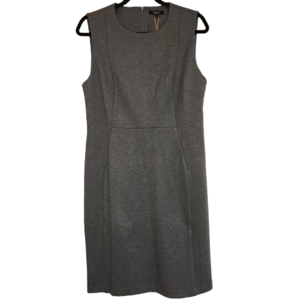 NWT Quince Ultra Stretch Ponte Sleeveless Dress Charcoal Size L Gray Jumper Zip - Picture 2 of 14